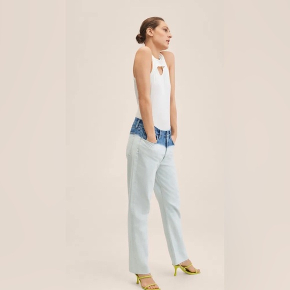 MNG|Mango Two-Tone Blue and White Women Jeans in relaxed straight leg•••Size 6 - Picture 4 of 16